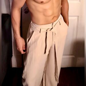 SHEIN Men's Cream Chinos with Tie Waist